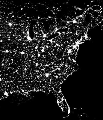 Zanieczyszczenie światłem w północno-wschodniej Ameryce