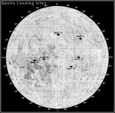 Lądowanie ludzi na Księżycu - mapa