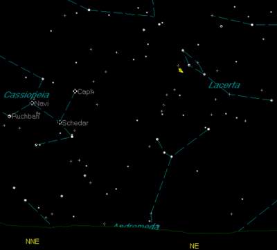 Kometa C/2002 Y1 Juels-Holvorcem na tle gwiazd (1)