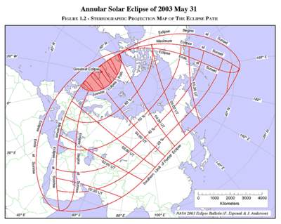Fazy zaćmienia Słońca 31 maja 2003 roku