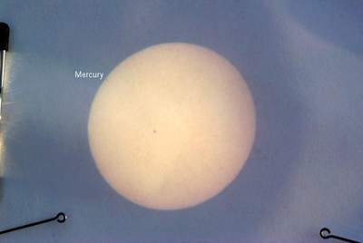 Merkury przed Słońcem - projekcja