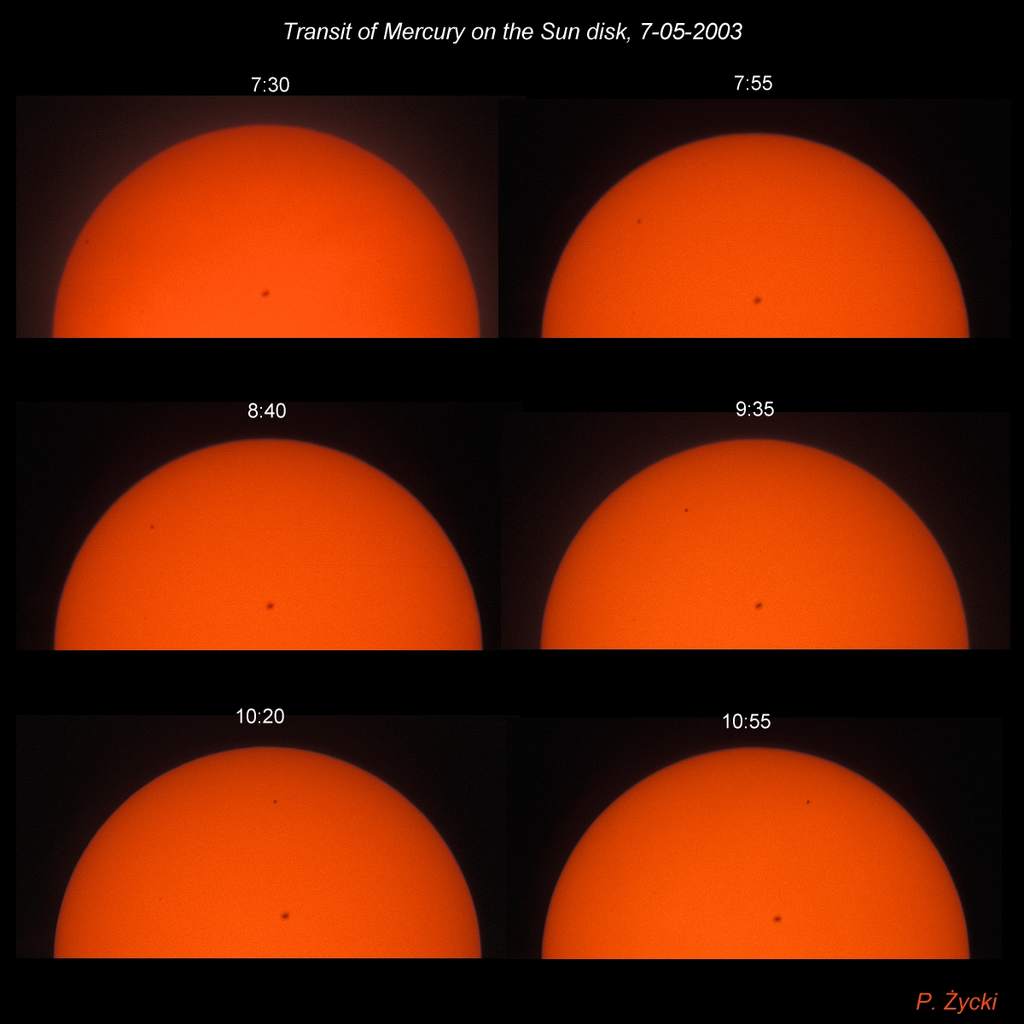 Seria zdjęć Merkurego na tle Słońca