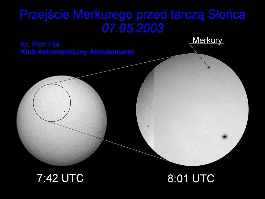 Merkury przez teleskop i przez lunetę