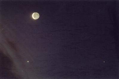 Księżyc, Jowisz i Regulus, zdjęcie Ariela Majchera