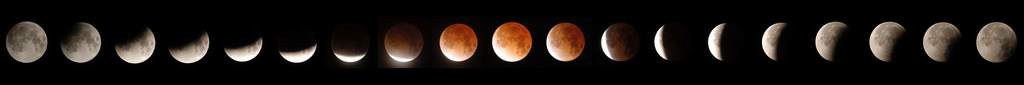 Seria zdjęć z zaćmienia Księżyca z 9 listopada 2003