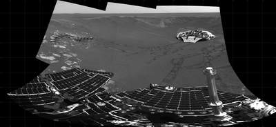Lądownik Opportunity, widok z brzegu krateru