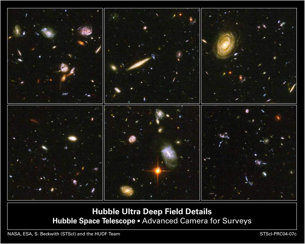 Ultragłębokie Pole Hubble'a - powiększenia