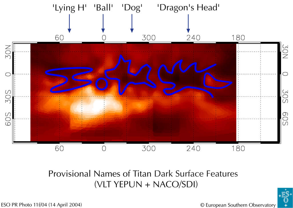 Prowizoryczne nazwy obiektów na powierchni Tytana