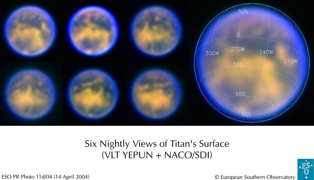 Sześć zdjęć powierzchni Tytana