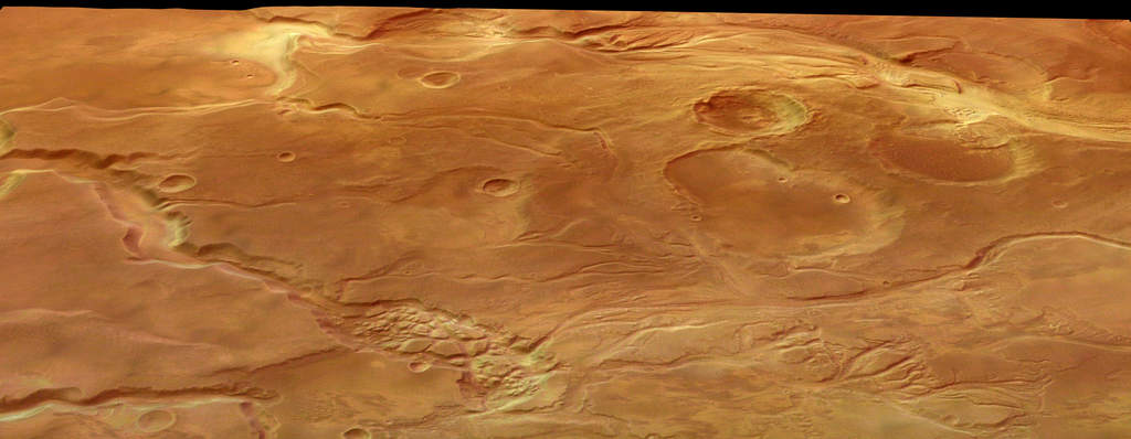 Mars Express ogląda Mangala Valles na Marsie - z perspektywy