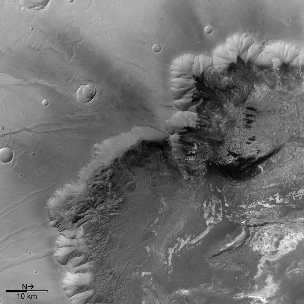 Melas Chasma w czerni i bieli