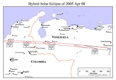Zaćmienie Słońca 8 kwietnia 2005 - Kolumbia i Wenezuela