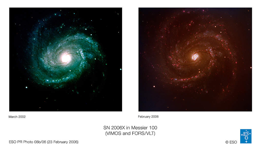 M100 przed i po wybuchu SN 2006X