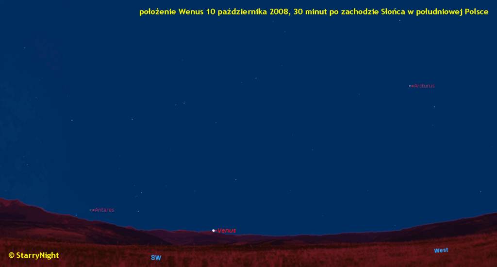 Wędrówka Wenus po niebie na przełomie 2008 i 2009 roku