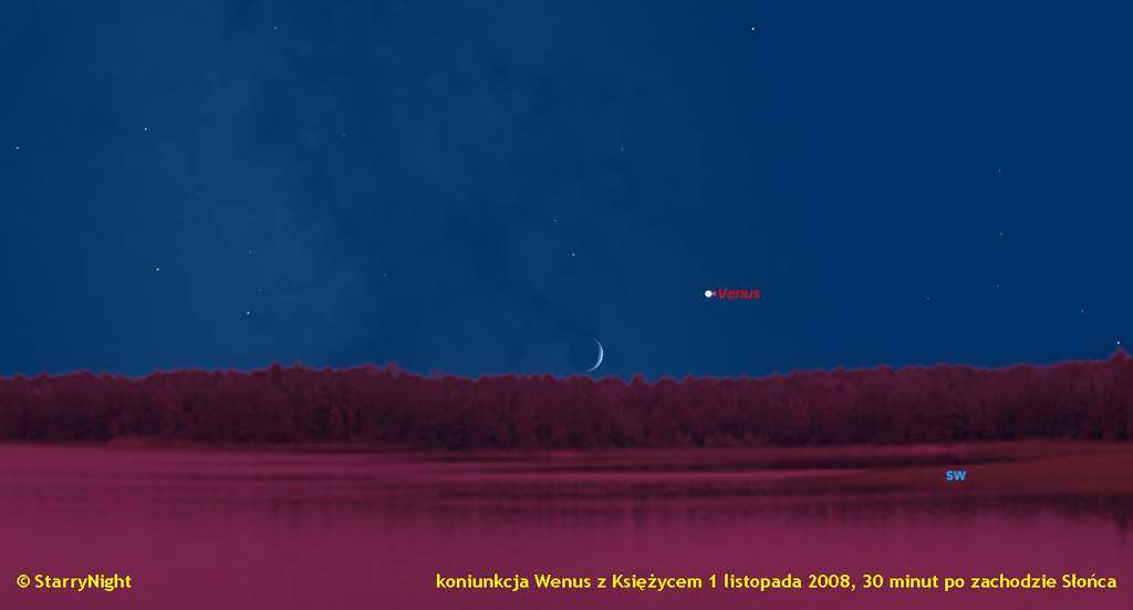 Koniunkcja Księżyca z Wenus 1 listopada 2008