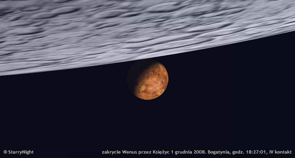 zakrycie Wenus przez Księżyc 1 grudnia 2008, IV kontakt