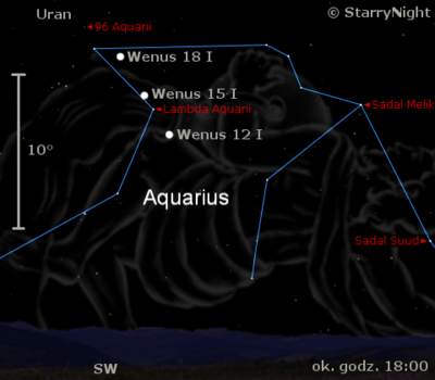 Położenie Wenus w trzecim tygodniu stycznia 2009