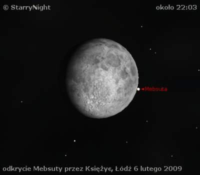 Odkrycie Mebsuty przez Księżyc 6 lutego 2009