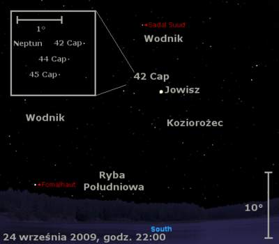 Położenie Jowisza i Neptuna w czwartym tygodniu września 2009