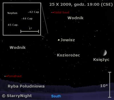 Położenie Jowisza i Neptuna w czwartym tygodniu października 2009
