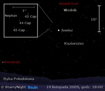Położenie Jowisza i Neptuna w trzecim tygodniu listopada 2009