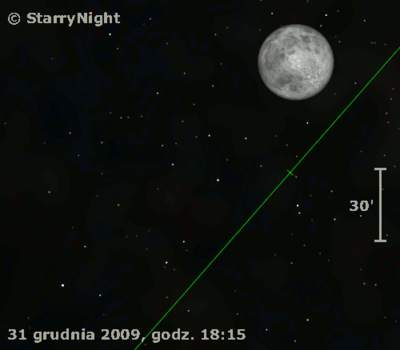 Animacja pokazująca częściowe zaćmienie Księżyca 31 grudnia 2009
