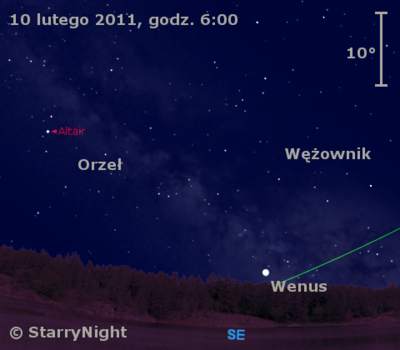 Położenie Wenus w drugim tygodniu lutego 2011