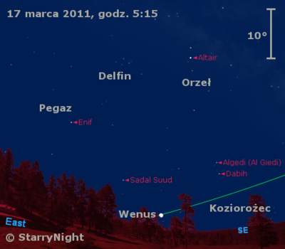 Położenie Wenus w trzecim tygodniu marca 2011