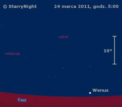 Położenie Wenus w czwartym tygodniu marca 2011