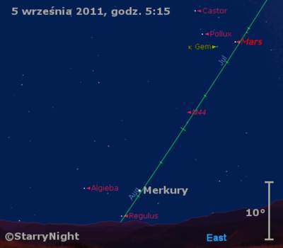 Położenie Merkurego w drugim tygodniu września 2011