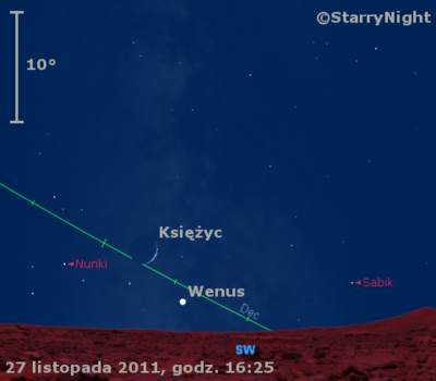 Położenie Wenus w niedzielę 27 listopada 2011