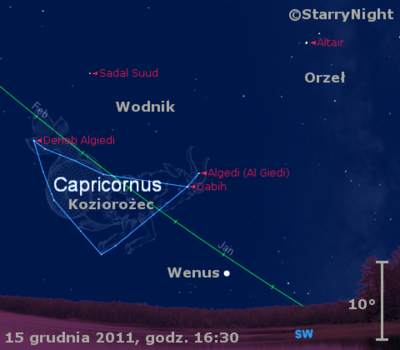 Położenie Wenus w trzecim tygodniu grudnia 2011