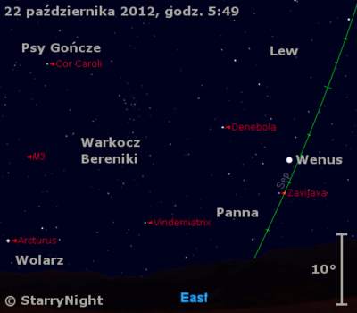 Położenie Wenus w czwartym tygodniu października 2012 r.