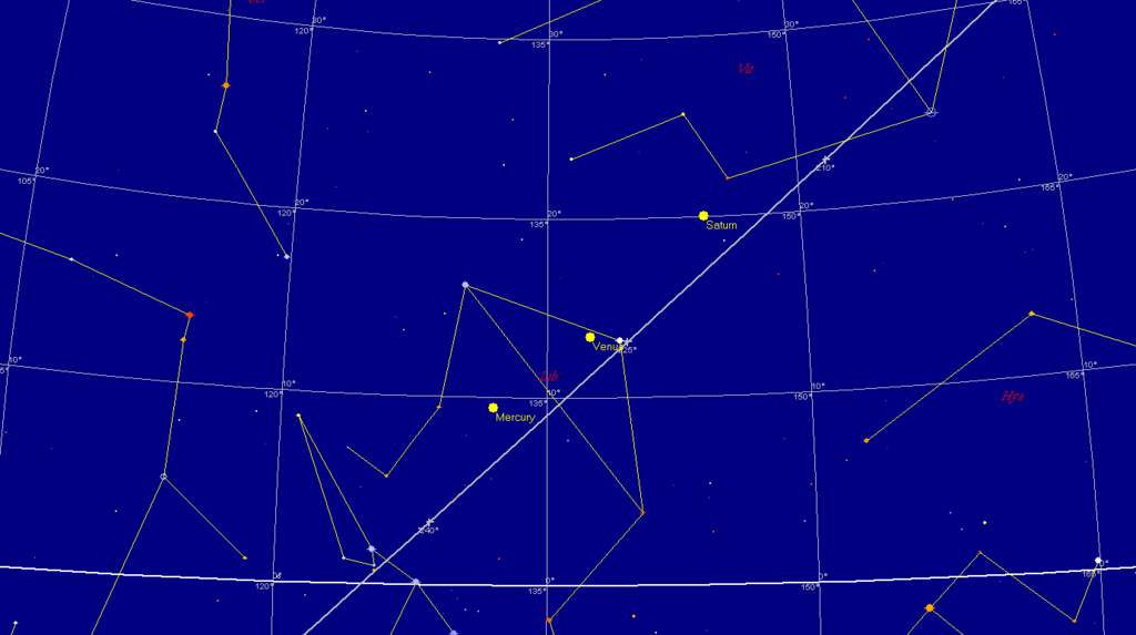 Saturn, Wenus, Merkury, 5 grudnia 2012, godzina 6:50