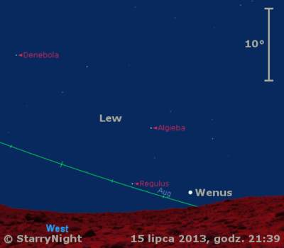 Położenie Wenus w trzecim tygodniu lipca 2013 r.