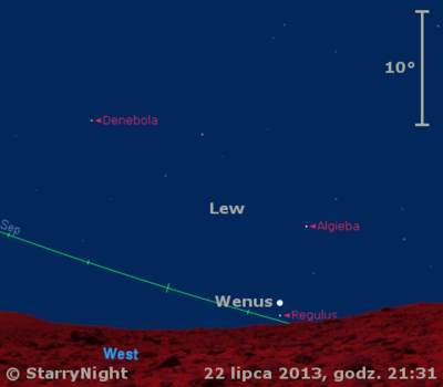 Położenie Wenus w czwartym tygodniu lipca 2013 r.