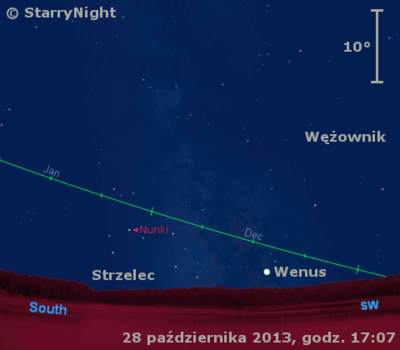Położenie Wenus na przełomie października i listopada 2013 roku