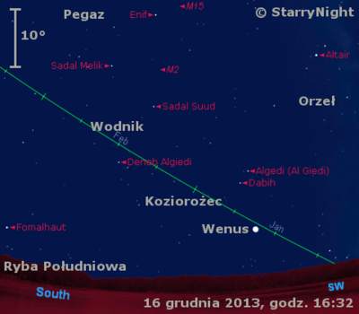 Położenie Wenus w trzecim tygodniu grudnia 2013 roku