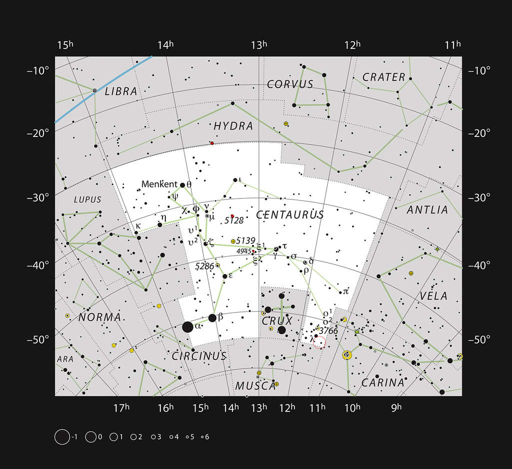 Mapka gwiazdozbioru Centaura