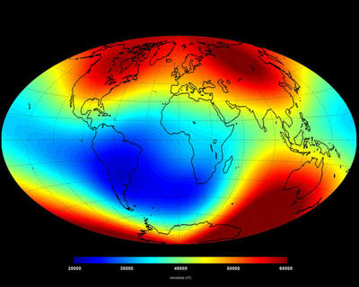 Mapa pola magnetycznego Ziemi w czerwcu 2014 roku