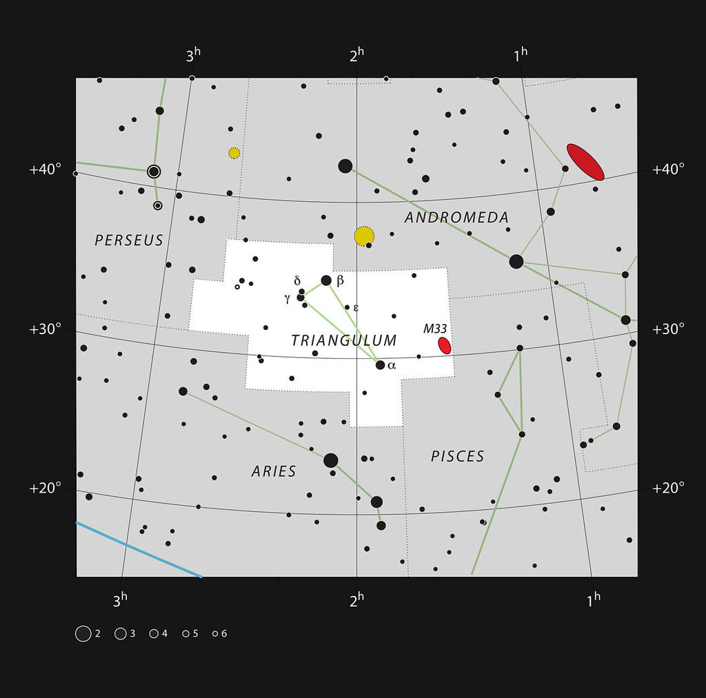 Gwiazdozbiór Trójkąta i galaktyka M33