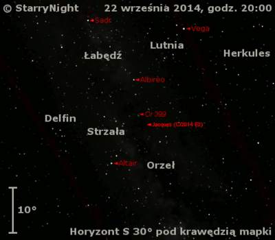 Położenie Komety Jacquesa (C/2014 E2) w czwartym tygodniu września 2014 r.