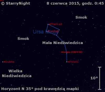 Położenie Komety Lovejoya (C/2014 Q2) w drugim tygodniu czerwca 2015 r.