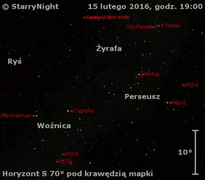 Położenie komety C/2013 US10 (Catalina) w trzecim tygodniu lutego 2016 r.