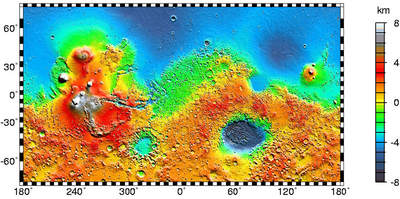Mapa obrazująca dychotomię Marsa.