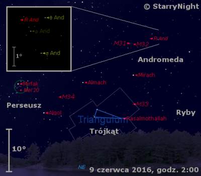 Położenie gwiazdy R And w drugim tygodniu czerwca 2016 r.