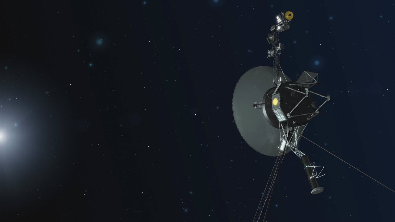 Wizualizacja sondy Voyager - sonda na tle gwiazd