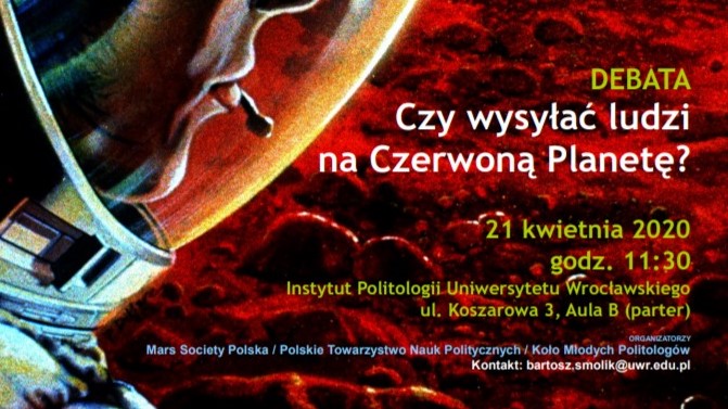 Debata Marsiańska "Czy wysłać ludzi na Czerwoną Planetę?" @ Instytut Patologii Uniwersytetu Wrocławskiego