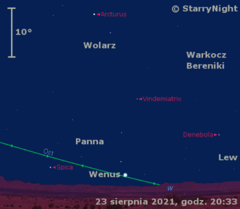 Położenie Wenus w czwartym tygodniu sierpnia 2021 r.