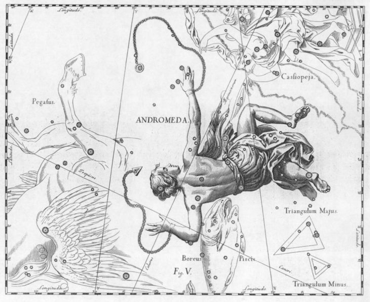 Gwiazdozbiór Andromedy w atlasie Jana Heweliusza